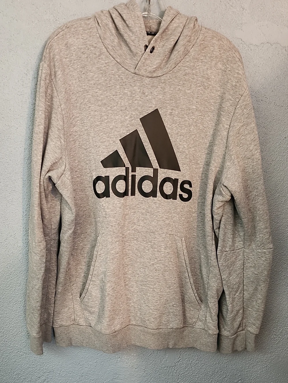 adidas Light Gray Crewneck Hoodie with Black Logo